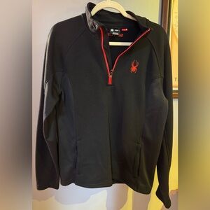 Spyder Men's Zip-Up Sweater in Black with Red Details